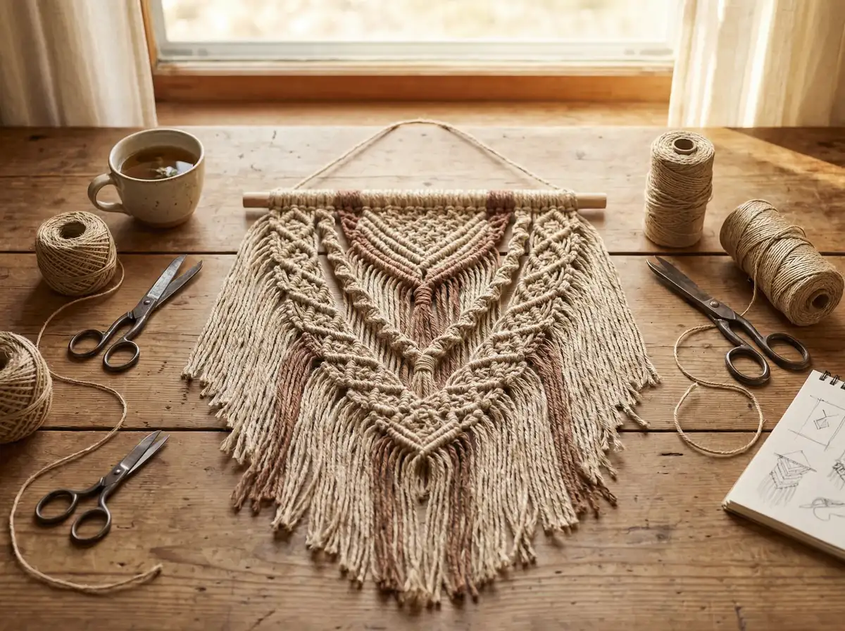 手作人分享 - 麻线编织挂毯作品 | 麻豆